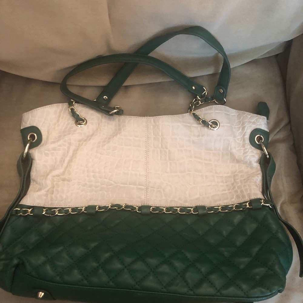 MADI CLAIRE MISTY LEATHER CROC EMBOSSED BAG